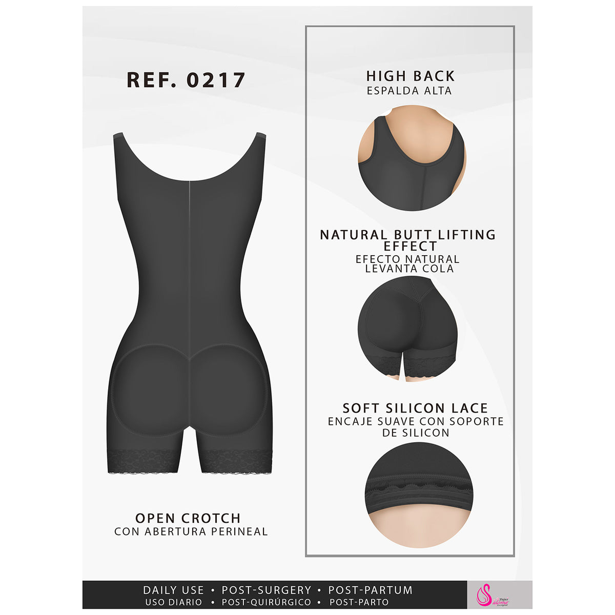 Fajas Salome 0217 Women's Postsurgery Body Shaper Levanta Glúteos