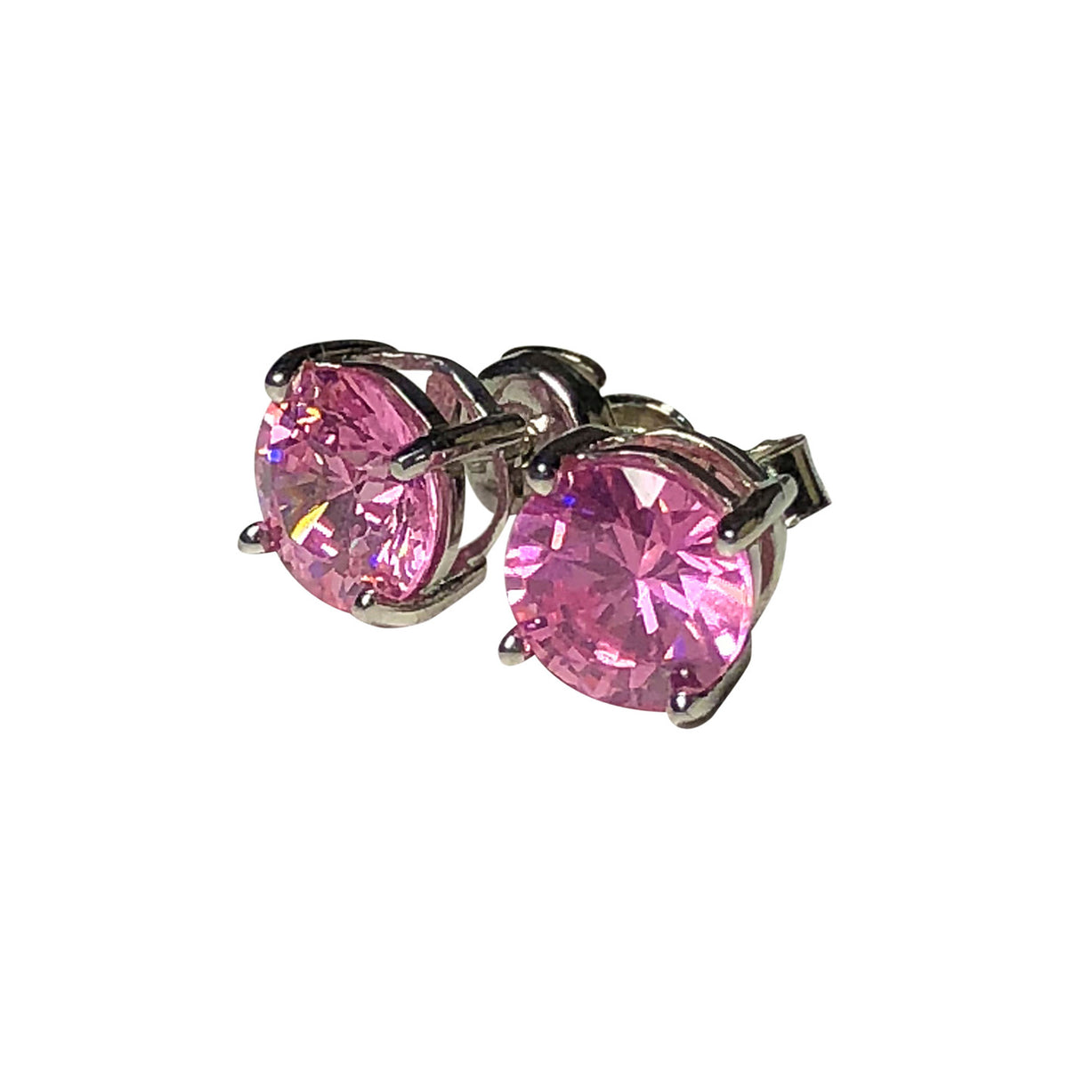 Silver Earrings Pendientes Redondos Aretes Plata Ley 950 Zircon Stud