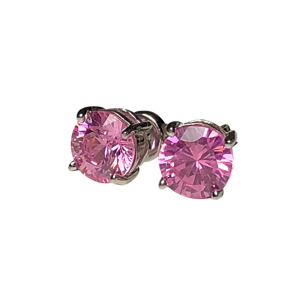 Silver Earrings Pendientes Redondos Aretes Plata Ley 950 Zircon Stud